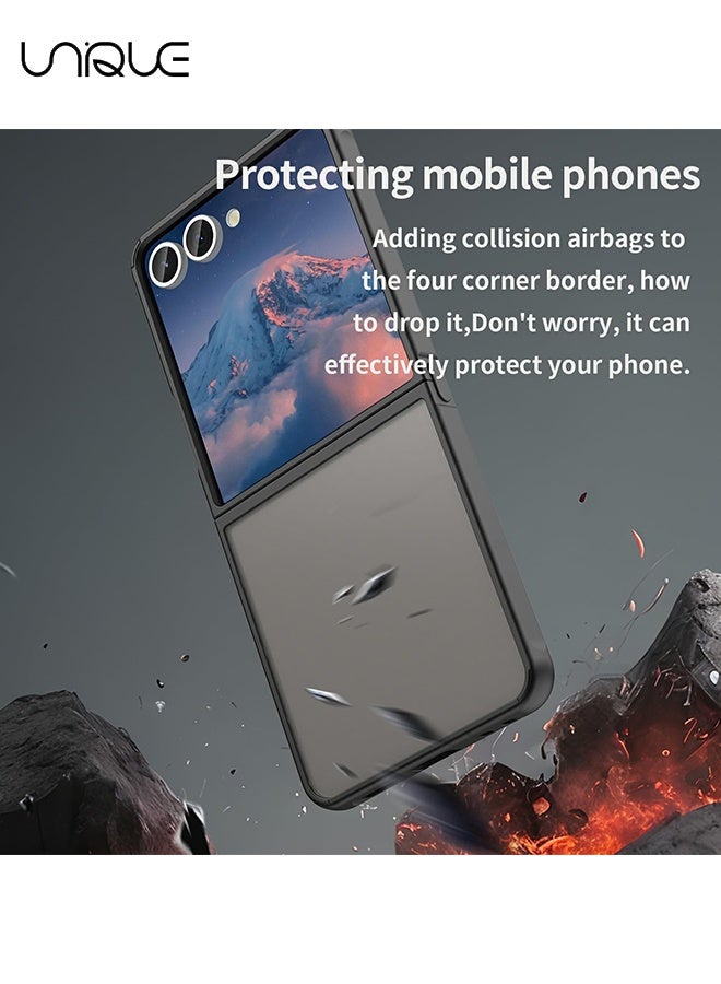 Unique Compatible with Samsung Galaxy Z Flip 7 Case - Translucent Frosted Phone Case - PC Durable Phone Protector - TPU Shockproof Protective Case - Black - Image 2